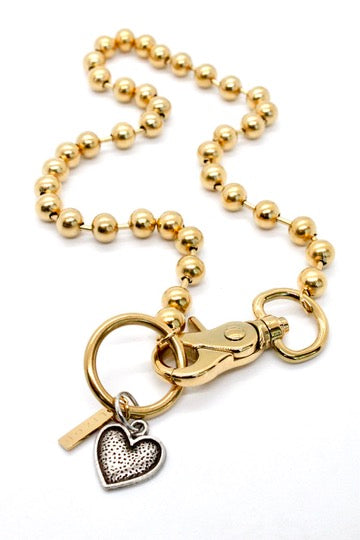 Small Silver Heart Charm Necklace Gold Single Chain Claw Clasp