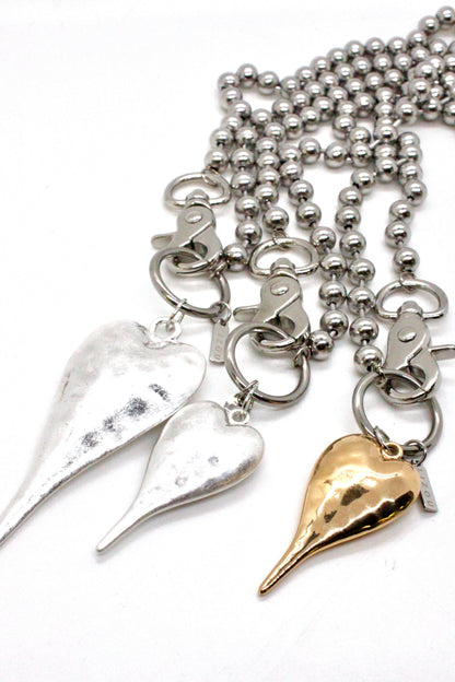 Extra Large Silver heart Necklace Single Silver Chain Claw Clasp