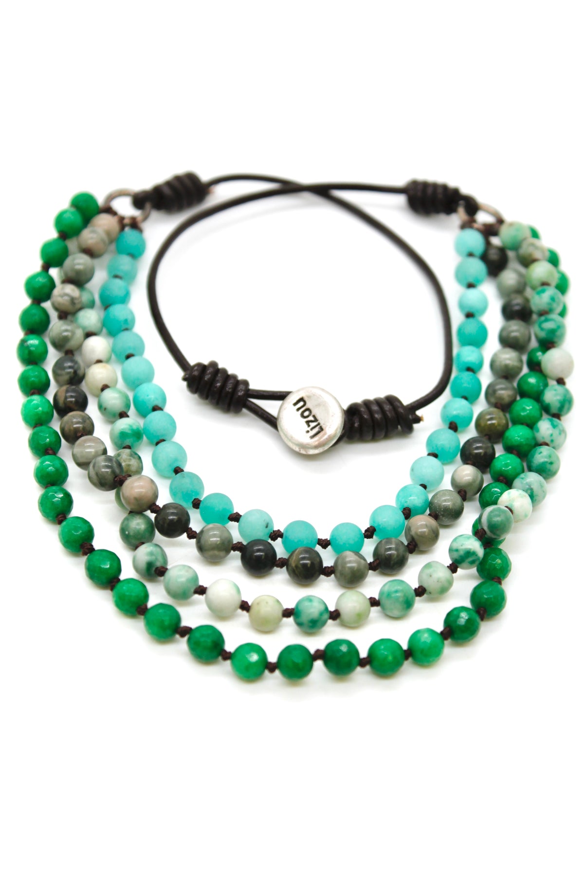 Semi Precious Stone Multi Strand Short Necklace - NLS-M22