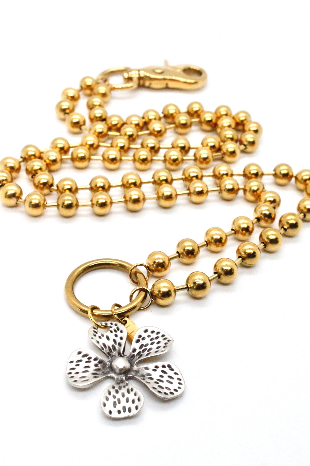 Dotted Flower Pendant Convertible Gold Chain Necklace