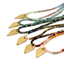 Load image into Gallery viewer, Nevada State Mini Stone Gold Charm Necklace
