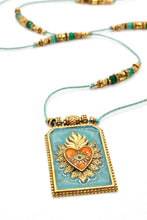 Load image into Gallery viewer, Turquoise Heart Fire Enamel Long Necklace N2-2449 -French Flair Collection-
