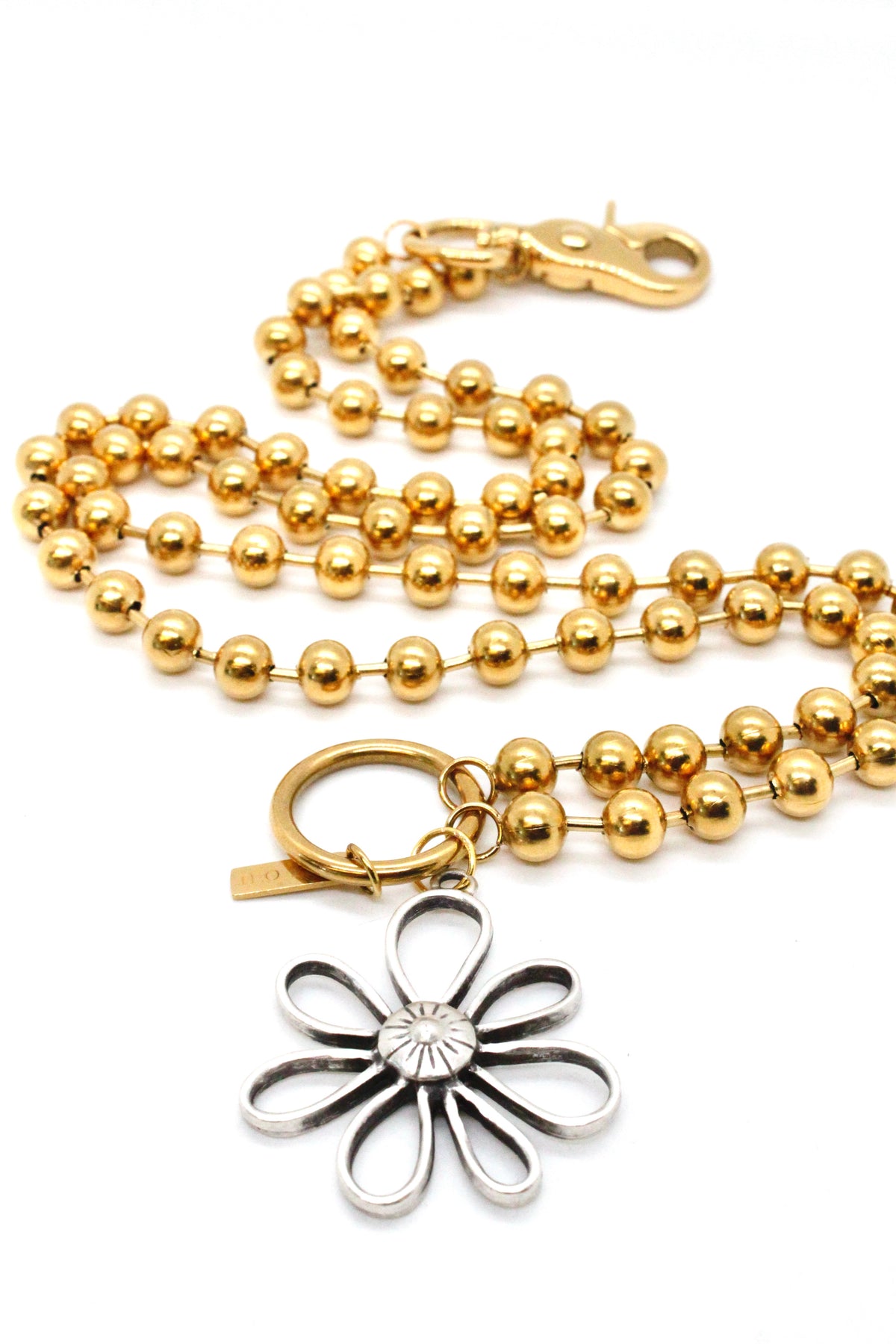 Open Daisy Outline Pendant Convertible Gold Chain Necklace