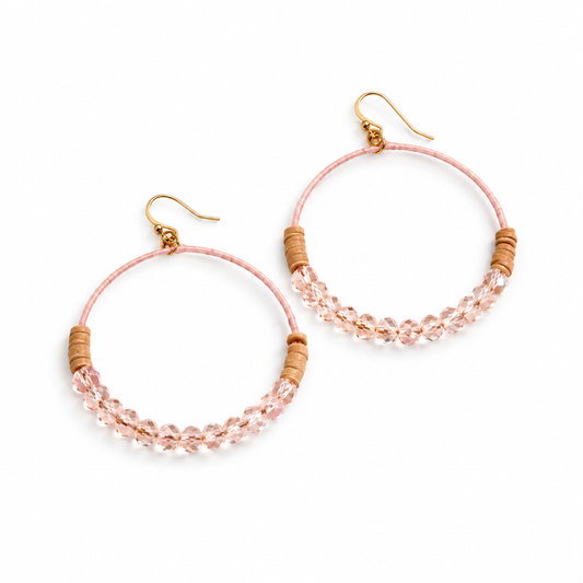 Crystal Beaded Hoop Earrings - E001-Pastel