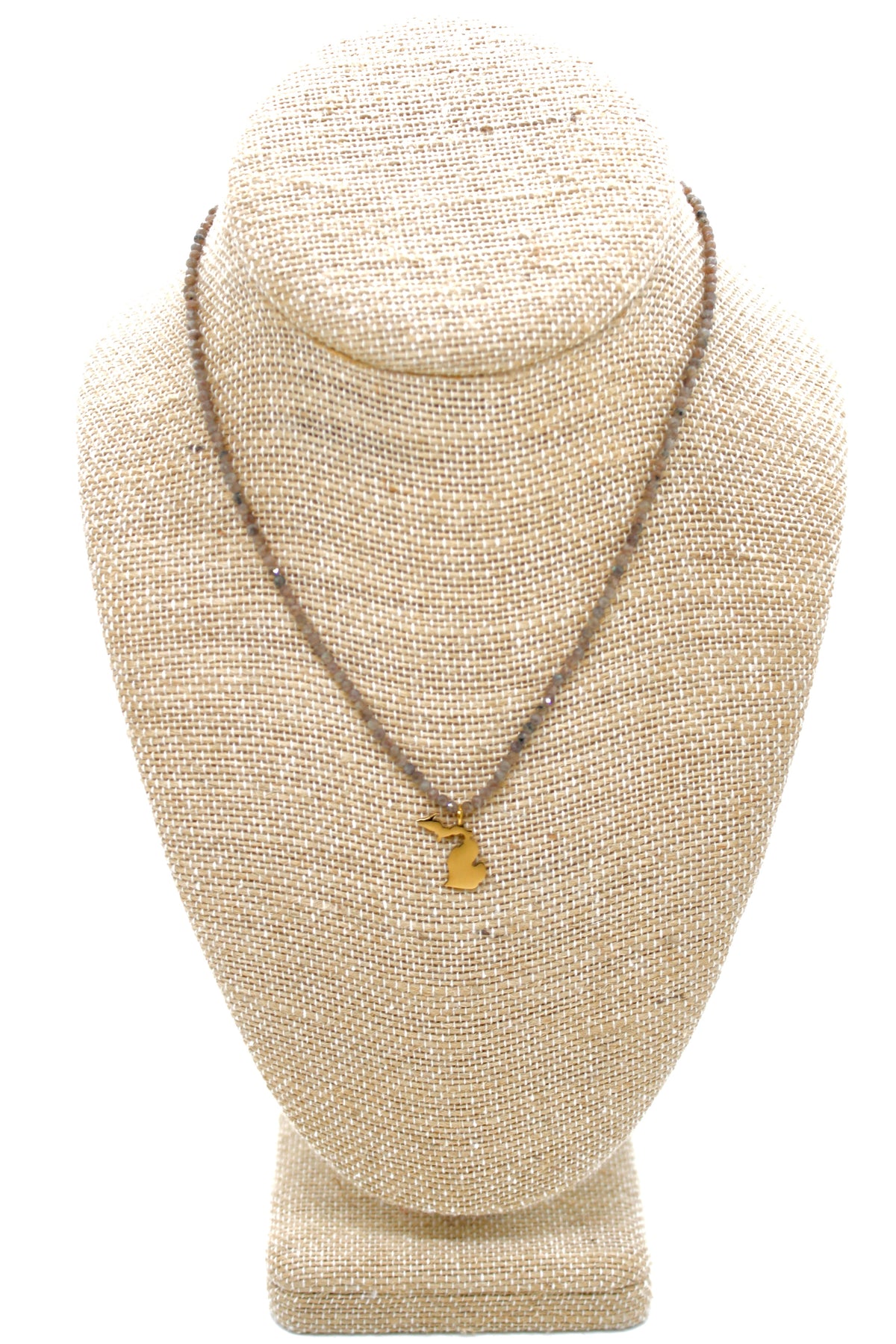 Michigan State Mini Stone Gold Charm Necklace