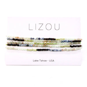 Delicate Faceted Mini Semi Precious Stone Mix Beaded Necklace - N9-013