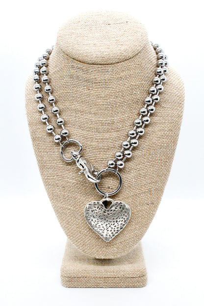 Vintage Style Heart Convertible Silver Chain Necklace