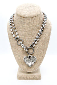 Vintage Style Heart Convertible Silver Chain Necklace