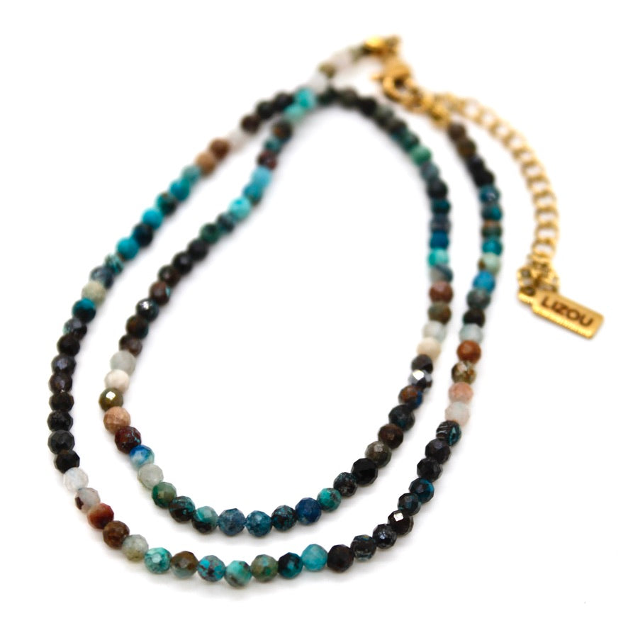 Short Azurite Simple Stone Necklace - N9-200ZR
