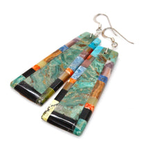 Load image into Gallery viewer, Turquoise Stone Mosaic Navajo American Indian Earrings
