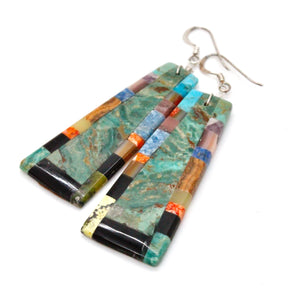 Turquoise Stone Mosaic Navajo American Indian Earrings