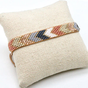 Neutral Sandy Miyuki Seed Bead Wide Bracelet -Seeds Collection-