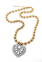 Load image into Gallery viewer, Single Gold Plate Ball Chain Necklace with Small Heart Charm N2-S229g -The Classics Collection-
