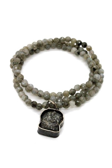 Buddha Necklace 50 - Stretch Labradorite Buddha Bracelet/Necklace - One of a Kind -