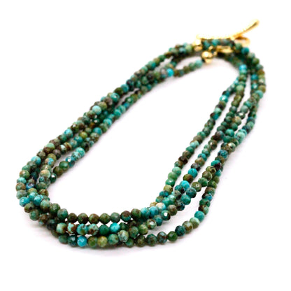 Delicate Faceted Mini Semi Precious Stone African Turquoise Beaded Necklace - N9-111