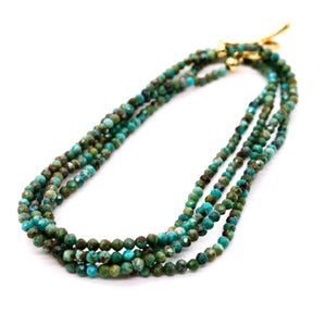 Delicate Faceted Mini Semi Precious Stone African Turquoise Beaded Necklace - N9-111