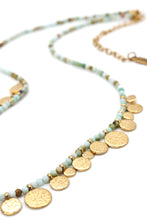 Load image into Gallery viewer, Short Mini Gold Disc Charm Amazonite Necklace - N2-2612A
