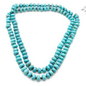 Hand Knotted Turquoise Rondelle Bead Necklace - NL-TQ