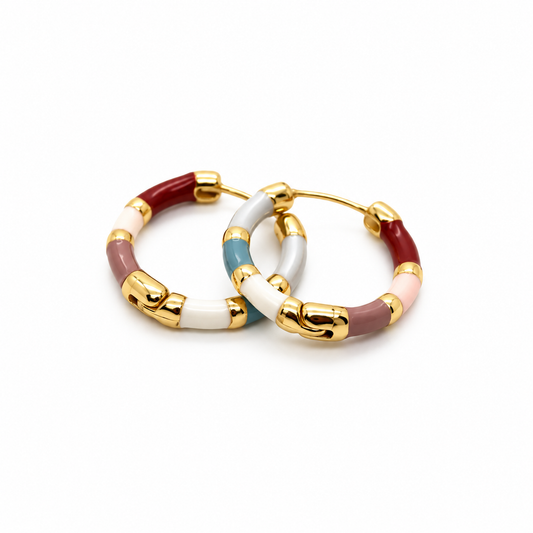 Enamel and Gold Huggie Earrings  - E4-459D
