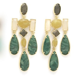 Semi Precious Stone Chandelier Earrings- E4-261