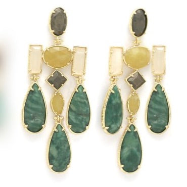 Semi Precious Stone Chandelier Earrings- E4-261