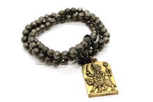 Load image into Gallery viewer, Pyrite Stack Bracelet with Durga Charm -The Buddha Collection- BL-PY-GL
