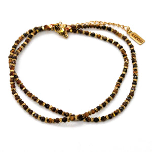 Mini Gold Nugget and Faceted Stone Single Strand Necklace - N2-2618