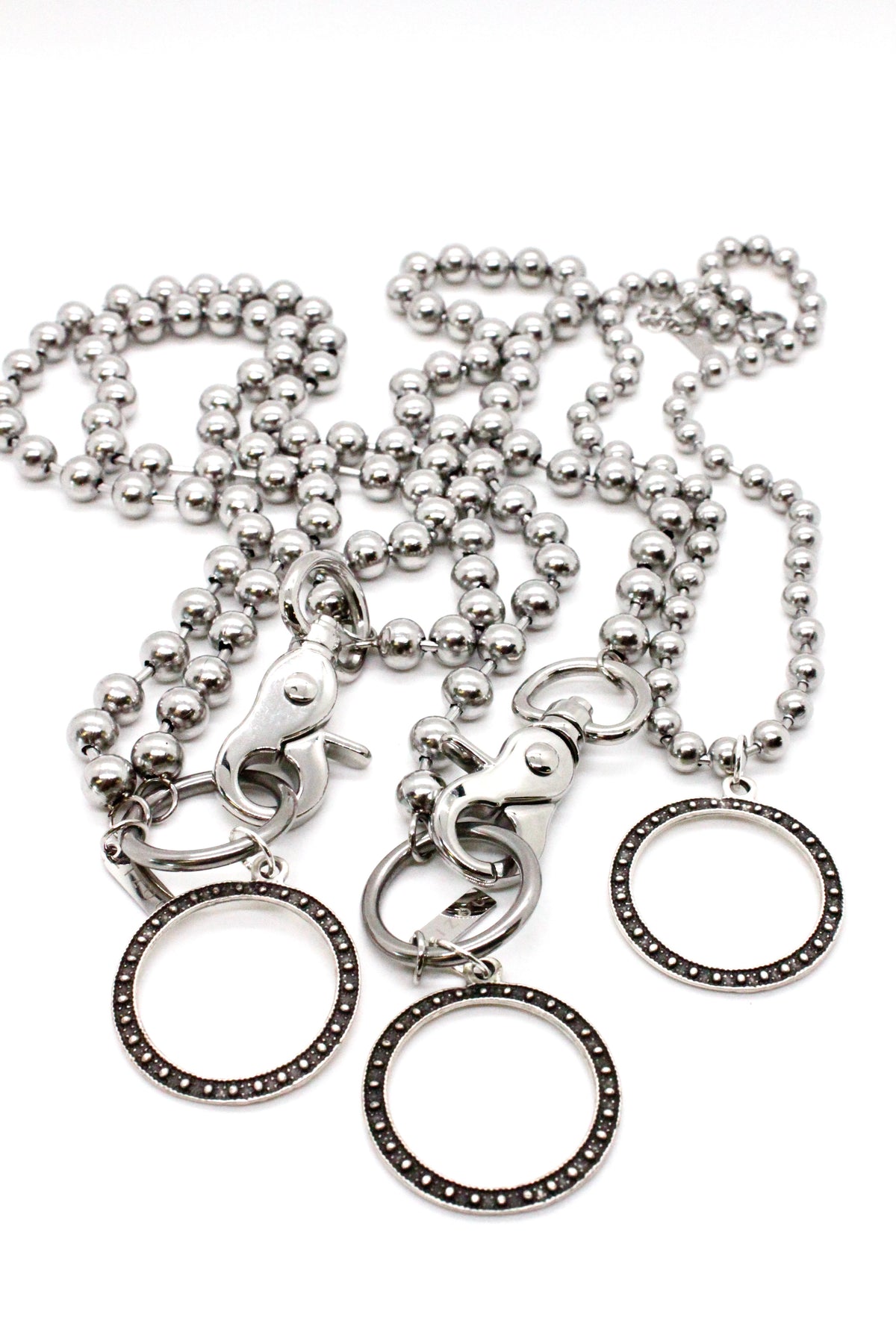 Antique Silver Circle Pendant Convertible Silver Chain Necklace