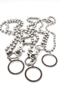 Antique Silver Circle Pendant Convertible Silver Chain Necklace