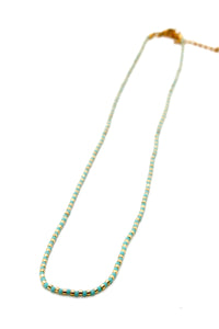 Gold and Turquoise Miyuki Seed Bead Necklace  -French Flair Collection-