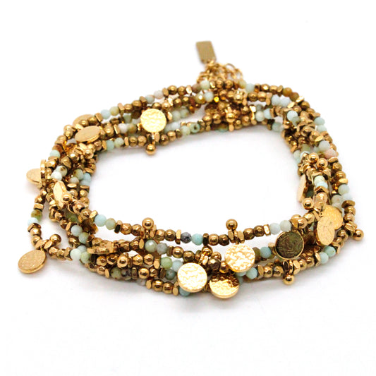 Museum Style 24K Gold Plate Necklace or Bracelet with Mini Stones