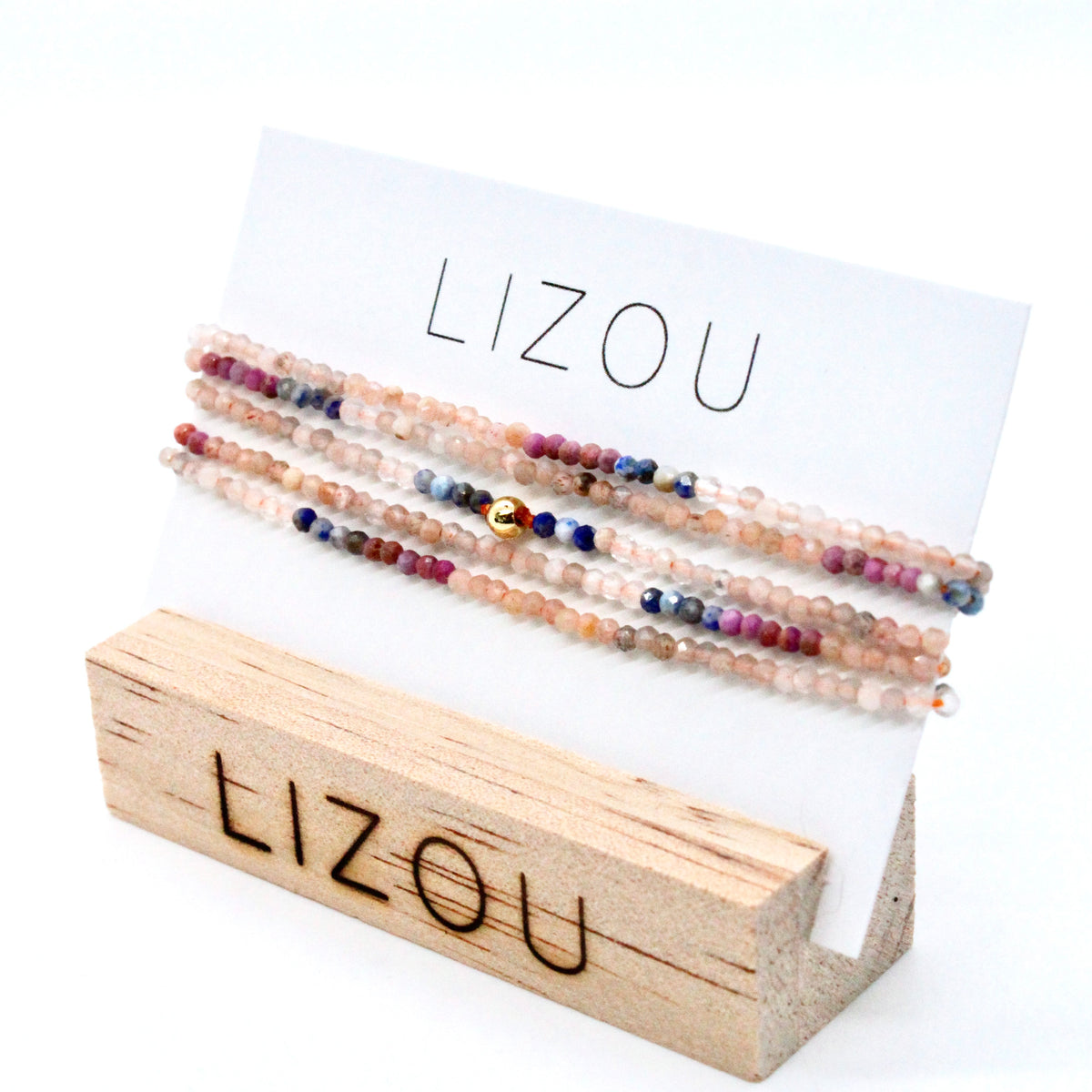 Delicate Faceted Mini Semi Precious Stone Mix Beaded Necklace - N9-004