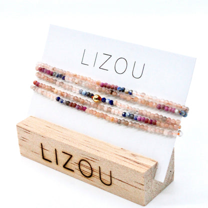Delicate Faceted Mini Semi Precious Stone Mix Beaded Necklace - N9-004