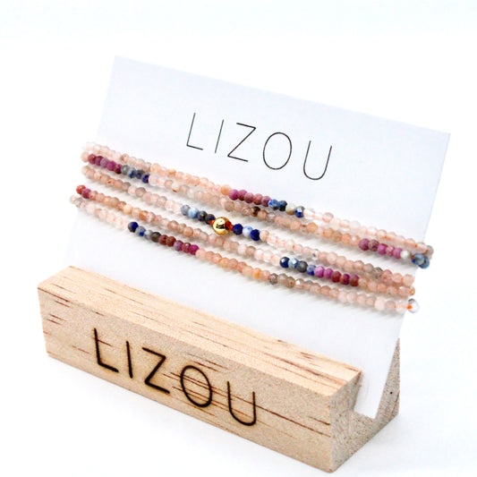 Delicate Faceted Mini Semi Precious Stone Mix Beaded Necklace - N9-004