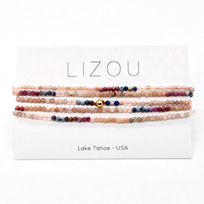 Delicate Faceted Mini Semi Precious Stone Mix Beaded Necklace - N9-004
