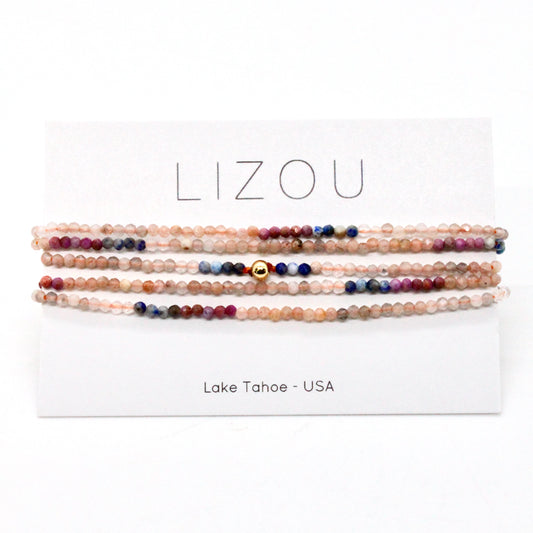 Delicate Faceted Mini Semi Precious Stone Mix Beaded Necklace - N9-004