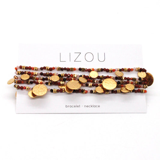 Museum Style Garnet, Zirconium and Agate Necklace or Bracelet with 24K Gold Plate Charms