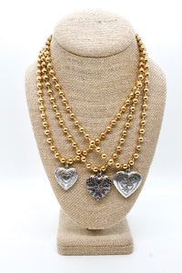 Single Gold Plate Ball Chain Necklace with Heart Locket N2-S063-2g -The Classics Collection-