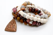 Load image into Gallery viewer, Semi Precious Stone Chunky Bracelet with Reversible Copper Buddha Charm -The Buddha Collection- BL-M51-C1
