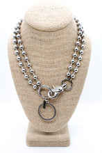 Load image into Gallery viewer, Antique Silver Circle Pendant Convertible Silver Chain Necklace
