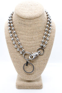Antique Silver Circle Pendant Convertible Silver Chain Necklace