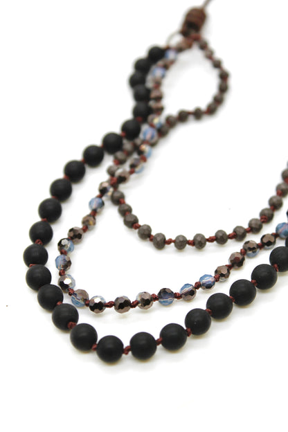 Semi Precious Stone Multi Strand Short Necklace - N4-011