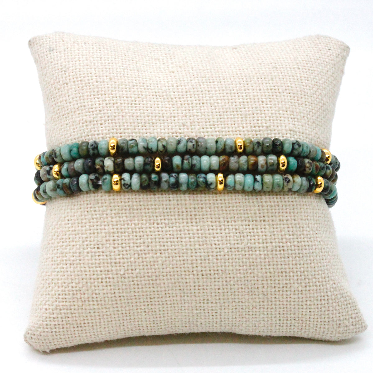 African Turquoise + Gold Bracelet Bundle