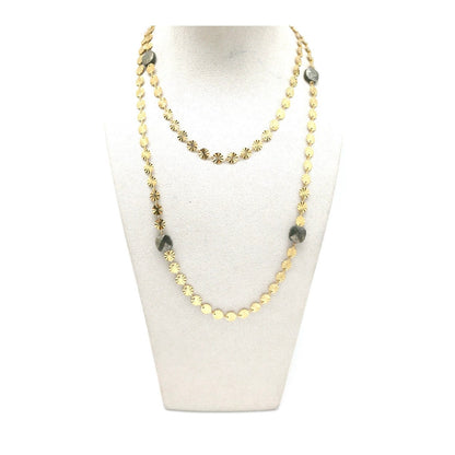 Long Gold and Pyrite Necklace