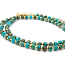 Load image into Gallery viewer, Turquoise and Gold Short Beaded Necklace
