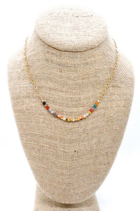 Delicate Semi Precious Stones on Short Gold Necklace -Mini Collection- N3-100