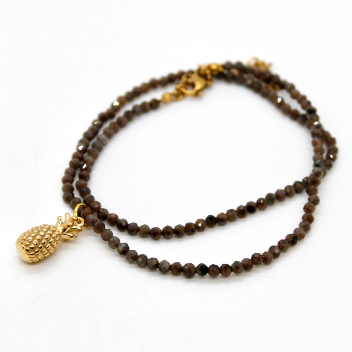 Pineapple Mini Stone Gold Charm Necklace