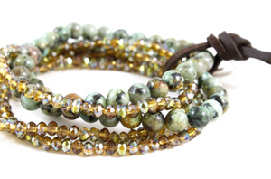 African Turquoise and Crystal Luxury Stack Bracelet - BL-Cypress