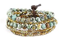 Load image into Gallery viewer, African Turquoise and Crystal Luxury Stack Bracelet - BL-Cypress
