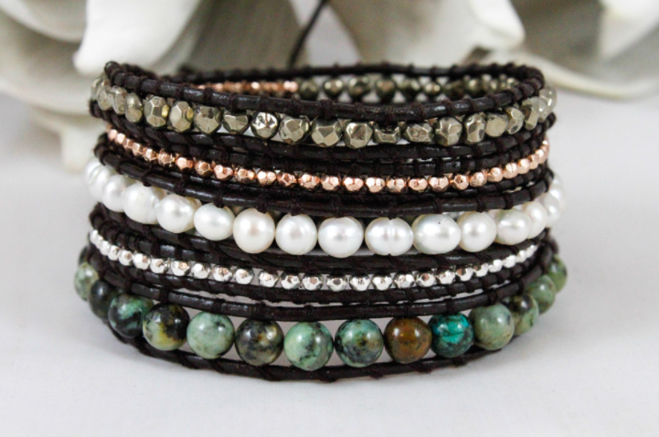 Birch  Wrap Bracelet Freshwater Pearl Mix